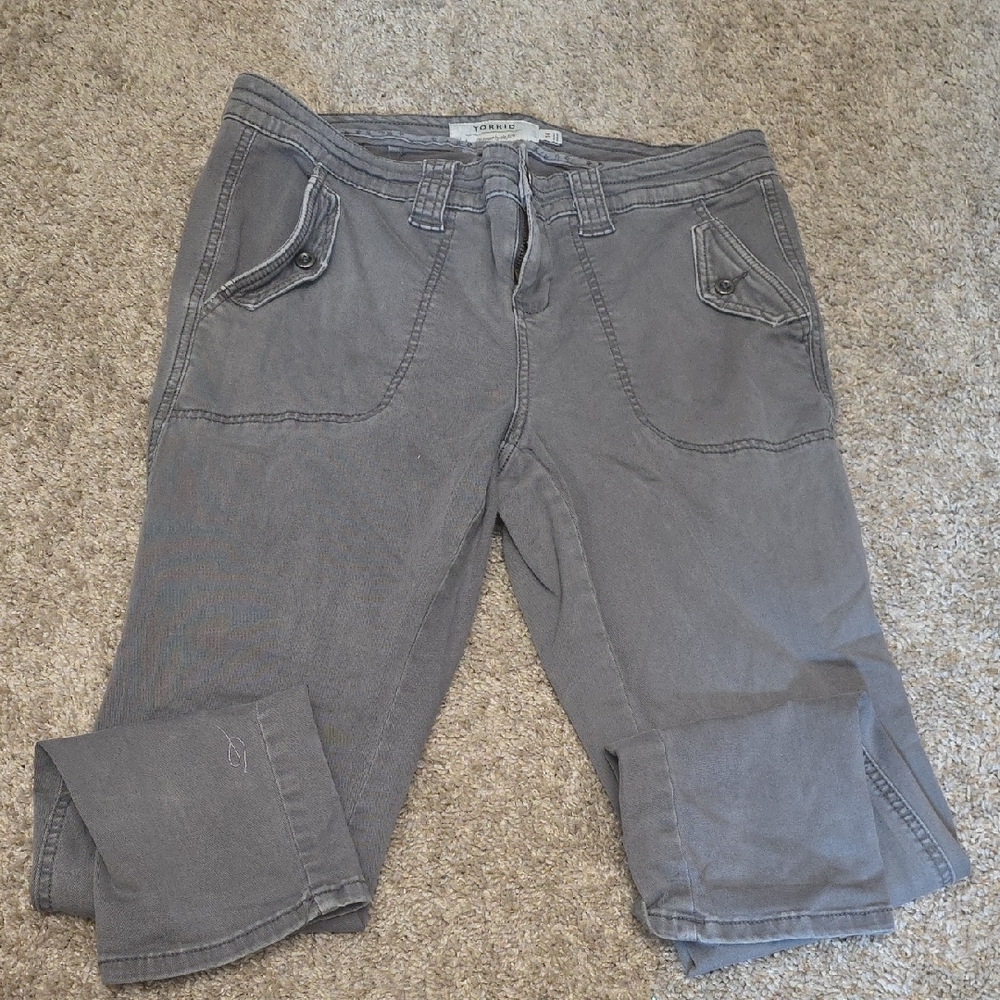 torrid Gray Cropped Ankle Jeans with Button-Flap Pockets